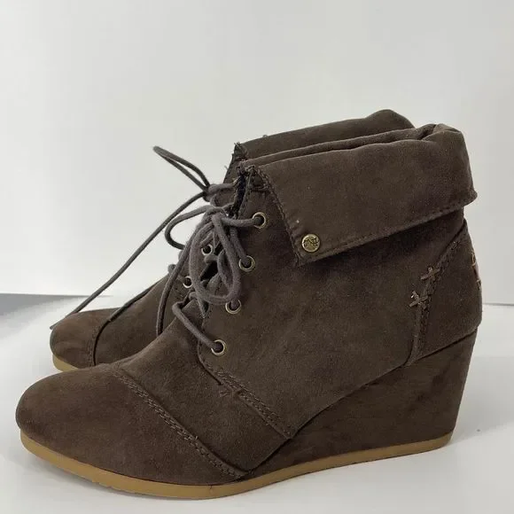 Mad Love brown lace up wedge ankle boots